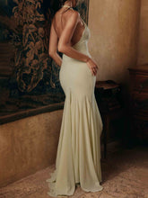 Elegant Deep V-neck Draped Irregular Hem Maxi Dress